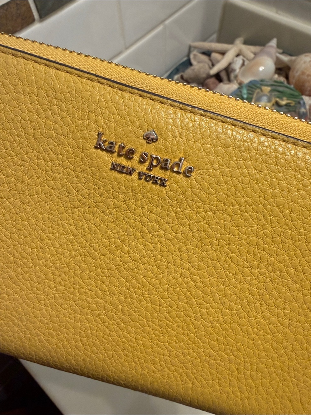 kate spade Yellow Pebbled Leather Zip Wallet - Picture 2 of 11